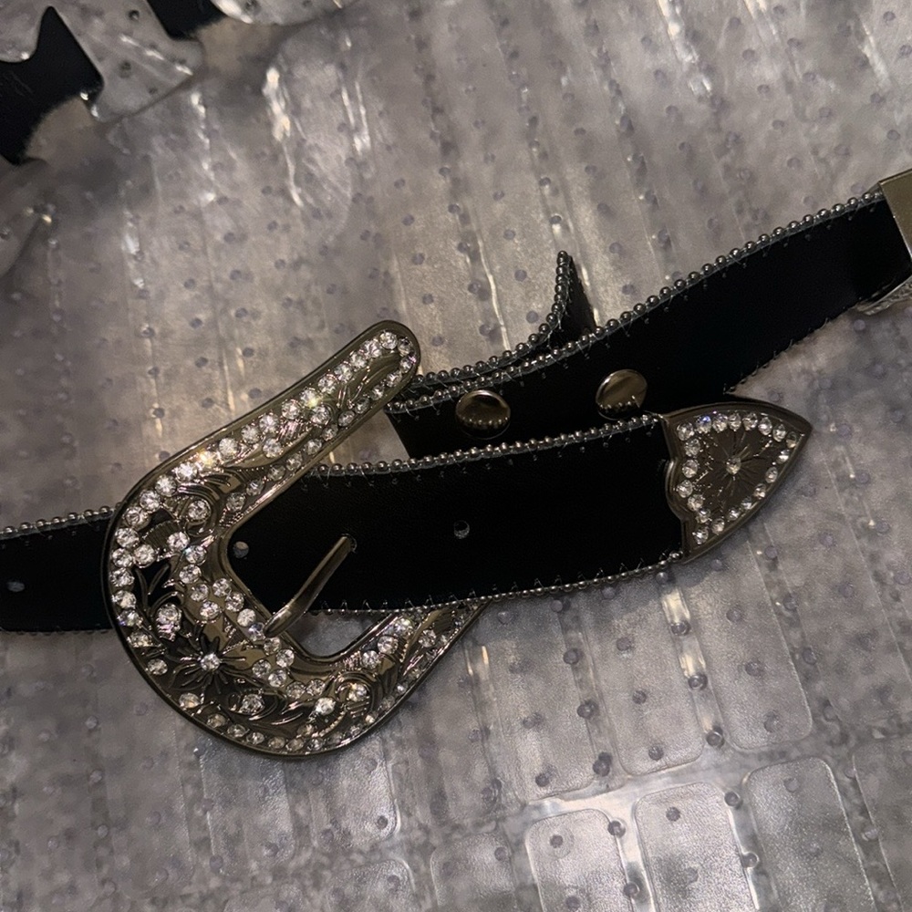 Rhinestone genuine leather heavy cowboy belt “charlotte”name
